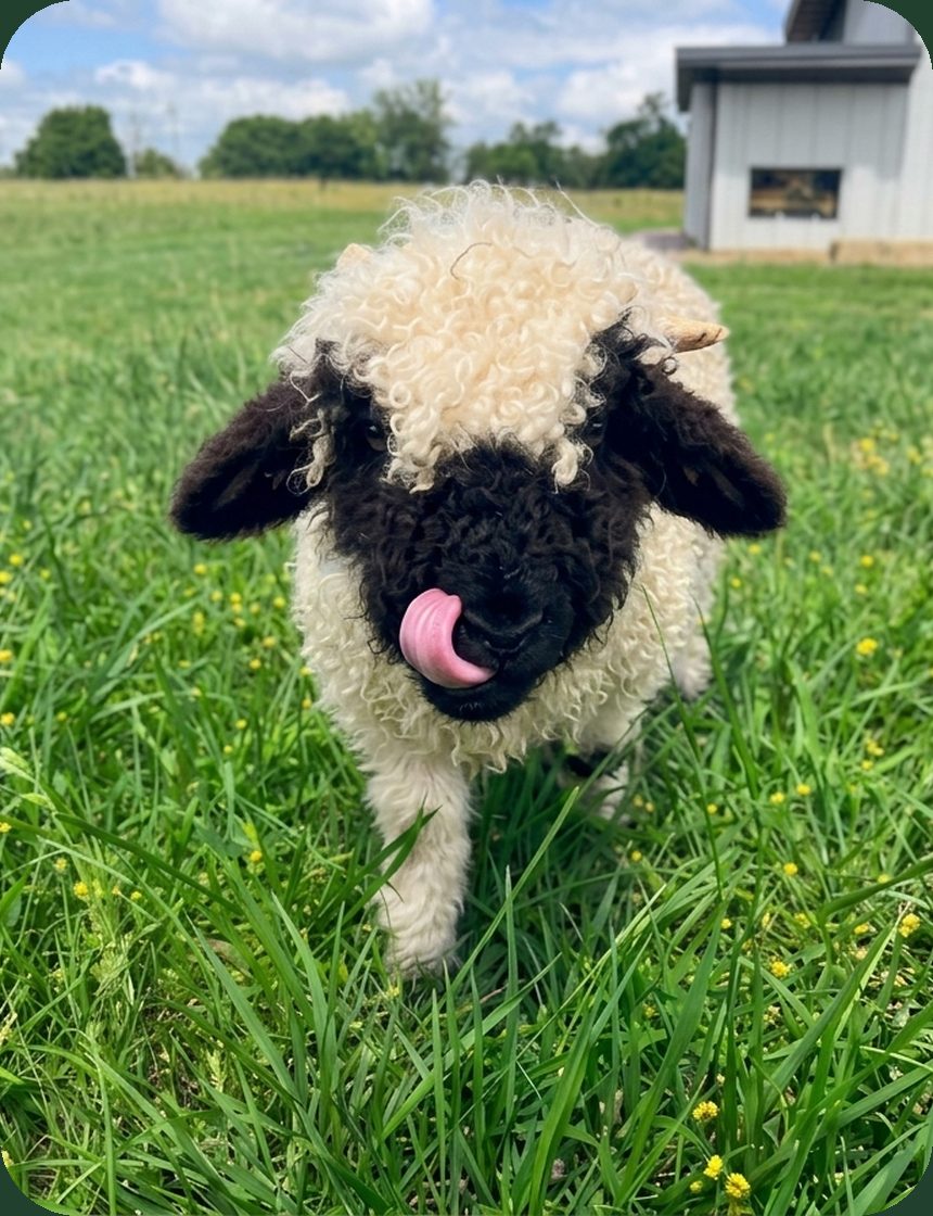 Noodle, Valais Blacknose companion wether